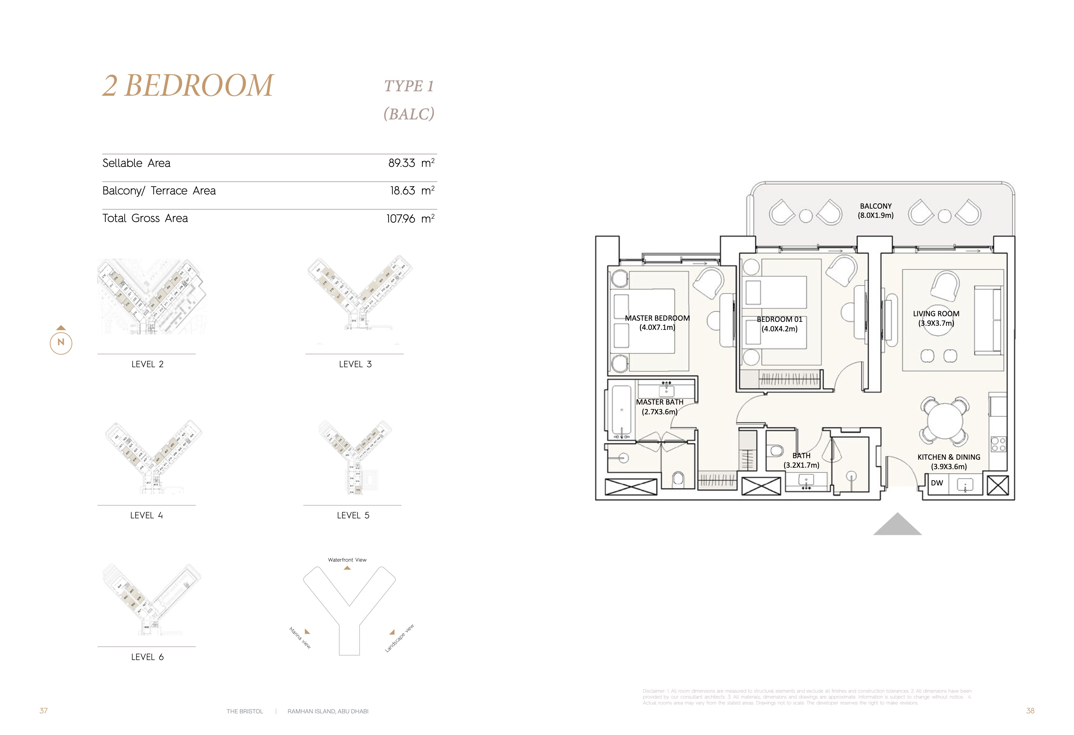 Two Bedroom floor plan at The Bristol Hotel & Residences, Ramhan Island