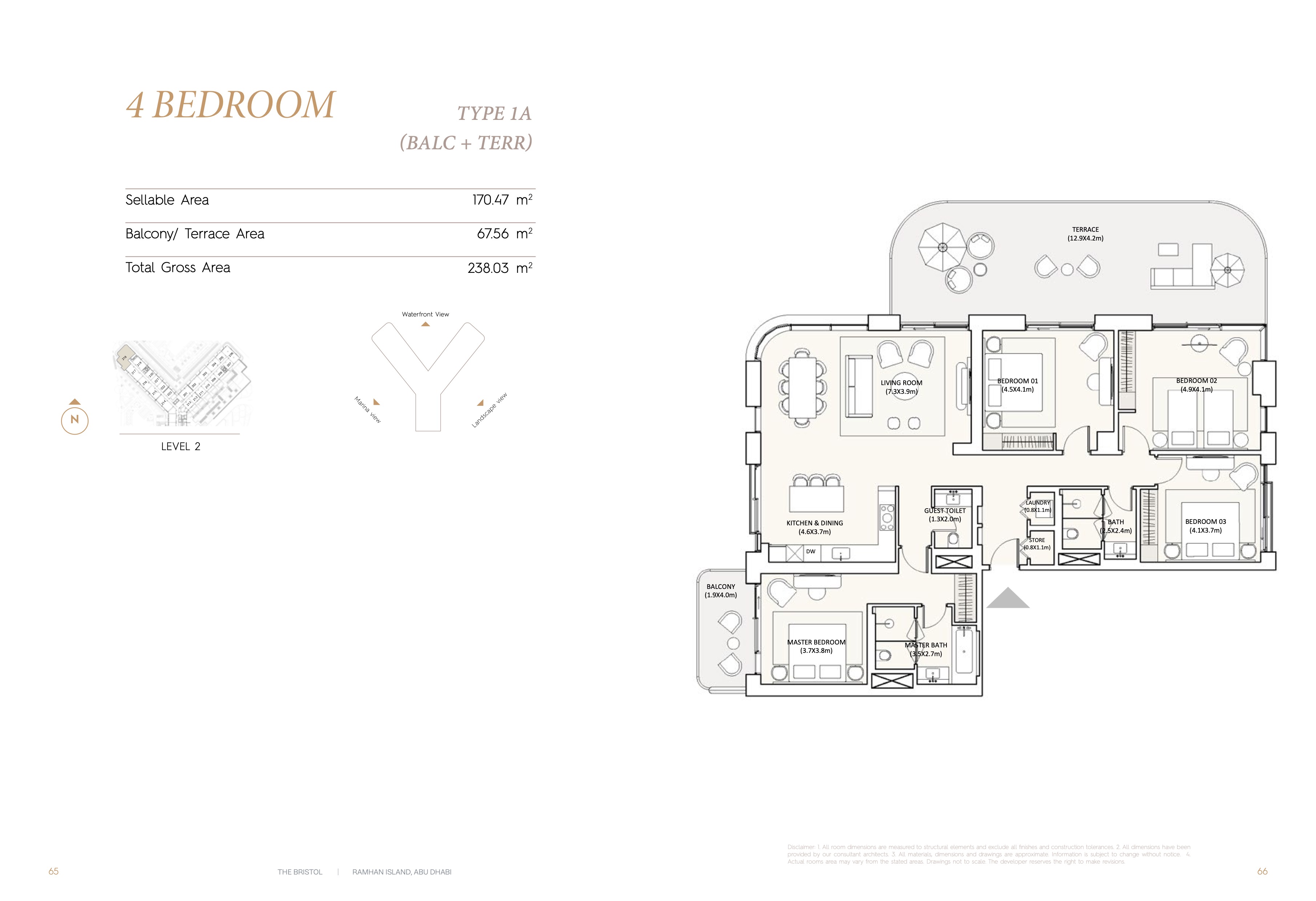 Four Bedroom floor plan at The Bristol Hotel & Residences, Ramhan Island