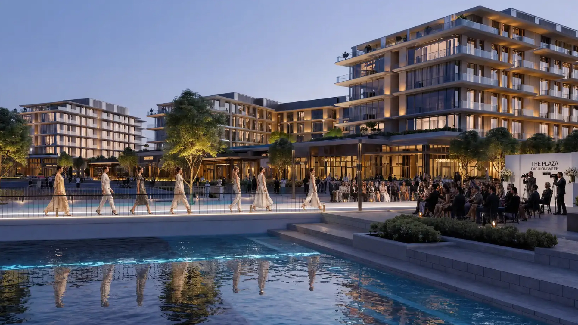 An evening event at the waterfront plaza on Ramhan Island