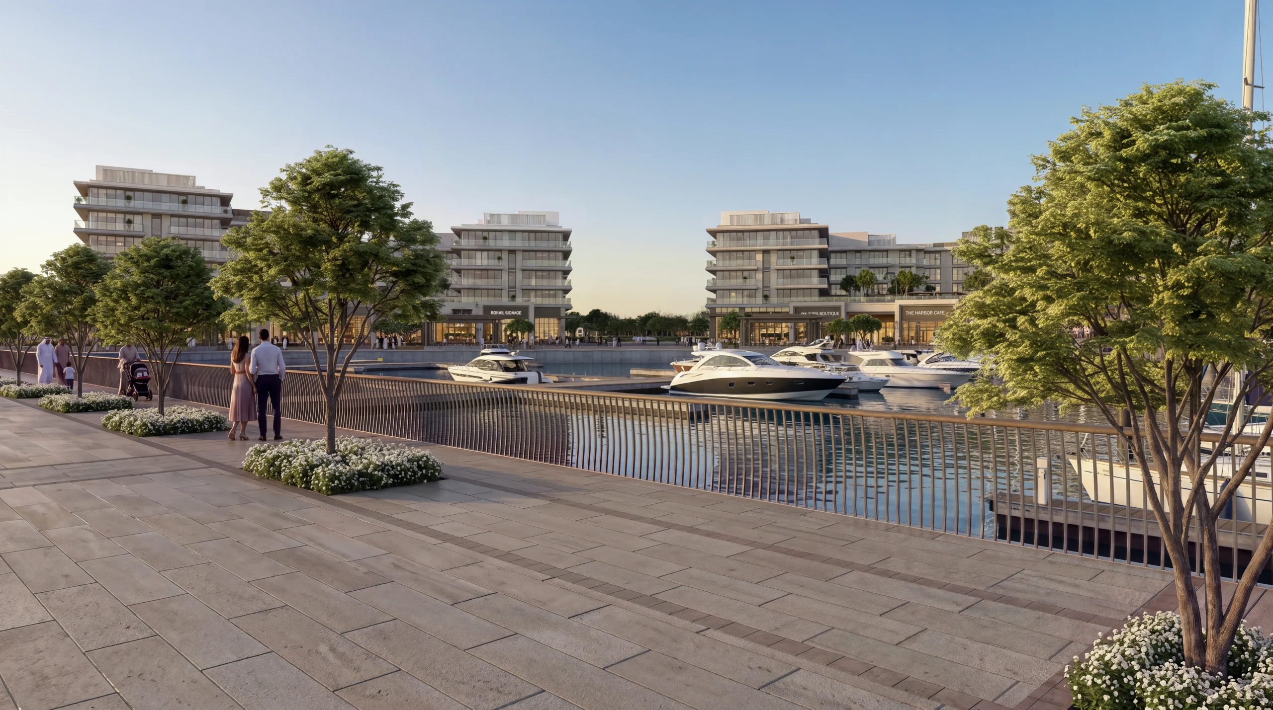 A waterfront promenade near The Bristol Hotel & Residences